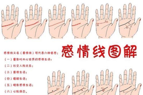 感情线图解大全,感情线到中指下方表示什么?