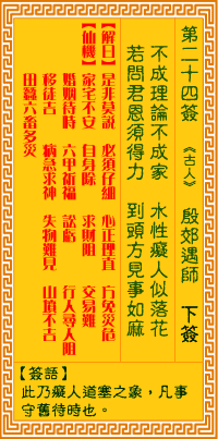 观音灵签第24签,观音灵签第二十四签解签全解