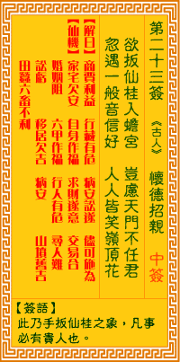 观音灵签第23签,观音灵签第二十三签解签全解