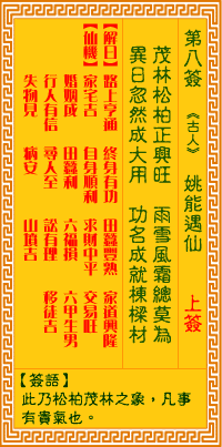 观音灵签第8签,观音灵签第八签解签全解