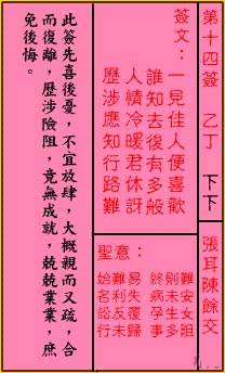 关帝灵签14签解签 关帝灵签第14签在线解签