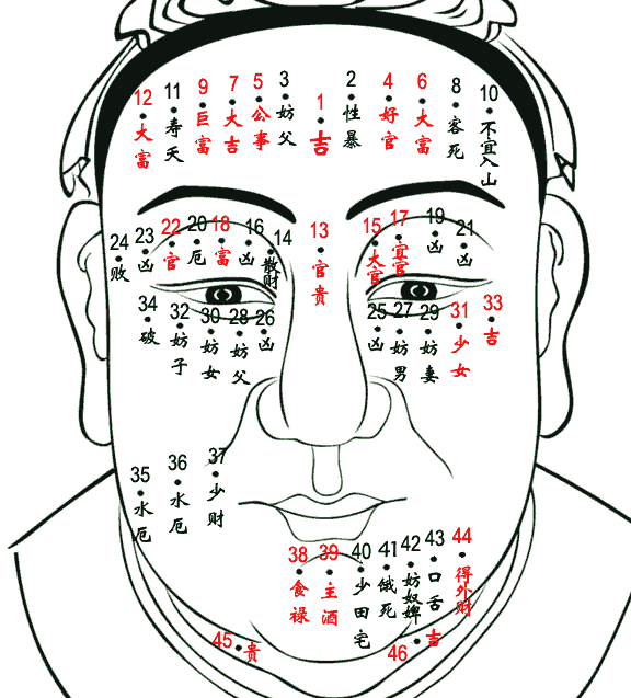 痣相图解大全男脸,男脸部痣图解大全