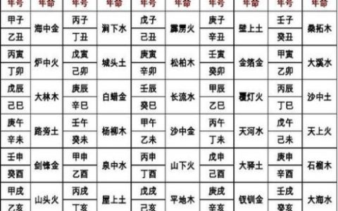 六十甲子纳音表，六十甲子纳音详细解释！