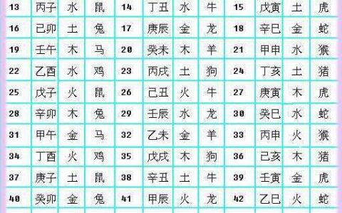 十二生肖五行配对查询
