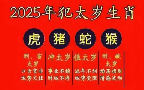 2025年犯太岁的生肖及化解方法