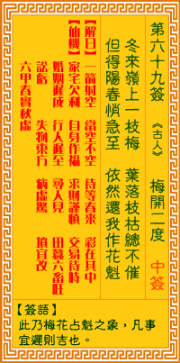 观音灵签第69签，观音灵签第六十九签详细解释