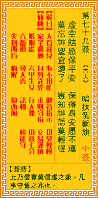 观音灵签第79签，观音灵签第七十九签解签全解