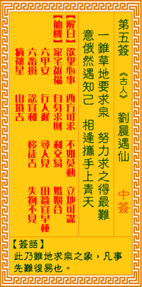 观音灵签第5签，观音灵签第五签解签全解