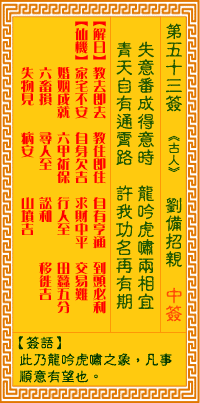 观音灵签第53签，观音灵签第五十三签解签全解